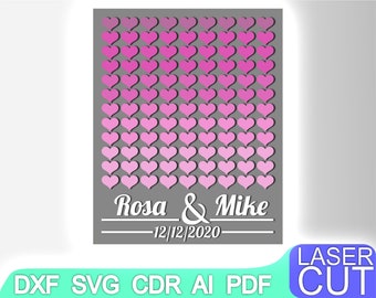 Guest Book. Wooden Wedding Decor Laser cut files SVG DXF CDR vector plans, files Instant download, cnc pattern, cnc cut, laser cut