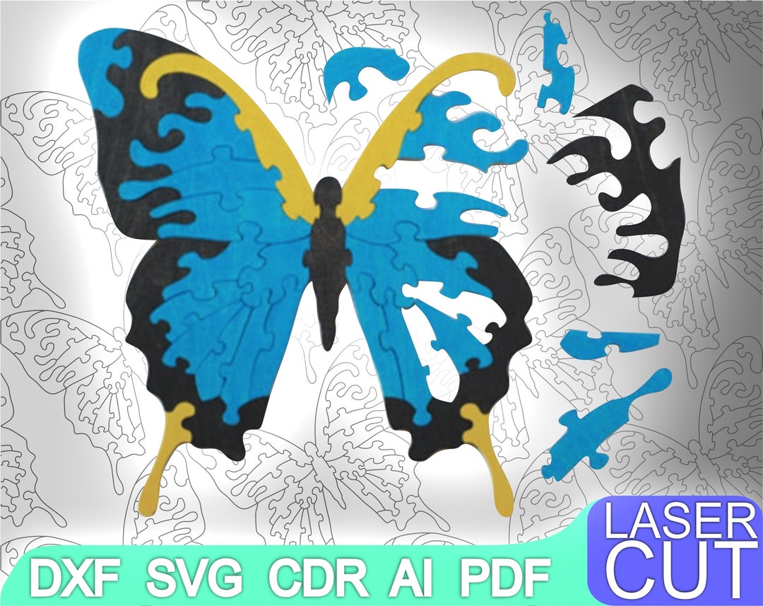 Wooden Butterfly Puzzles Animals Puzzle Laser Cut Files SVG DXF CDR ...