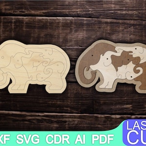 Wooden puzzle Elephant Laser cut files SVG DXF CDR vector plans, cnc pattern, cnc cut, laser cut