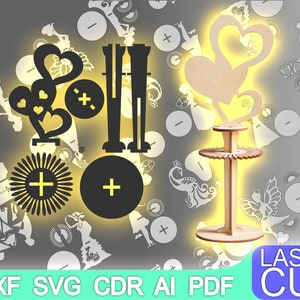 Hochzeit Serviettenhalter Laser geschnitten Datei, CNC-Router, digital, Vektor-Dateien, Dxf, Cdr, Ai, Svg
