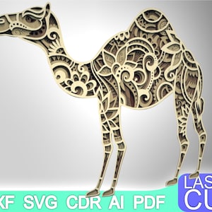 3D Panel Camel. Laser cut files SVG DXF CDR vector plans, files Instant download, cnc pattern, cnc cut, laser cut