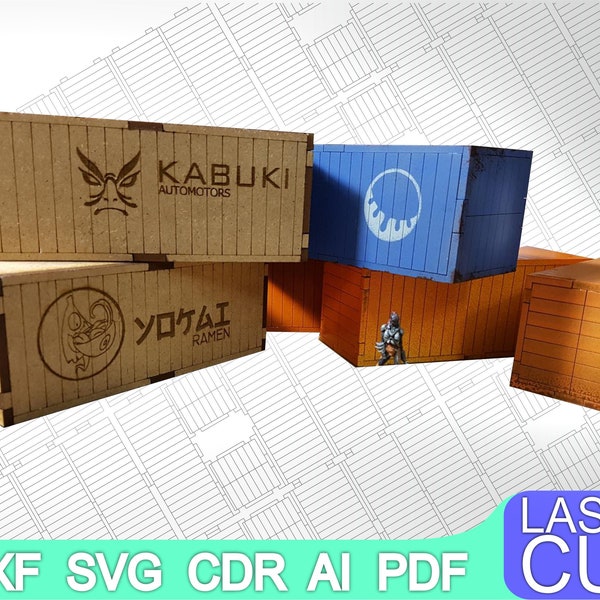 Shipping Container Laser cut files SVG DXF CDR vector plans, cnc pattern, cnc cut, laser cut