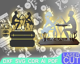 Wedding Napkin holder laser cut file, CNC Router, Digital, Vector Files, Dxf, Cdr, Ai, Svg