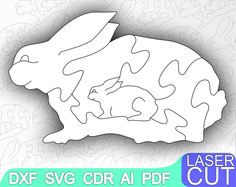 Download Wooden bunny Puzzles Animals Puzzle Laser cut files SVG ...