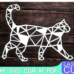 Cat wall art - Wooden laser cut decor - spirit animal - nursery art - living room design - home decor - polygonal animal - wood gift