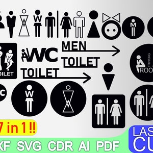 47 Toilets sign, Toilets svg, WC door sign, Laser Cut, CNC Cutting, CNC Router, Digital, Vector Files, Instant Download, Dxf, Cdr, Ai, Svg