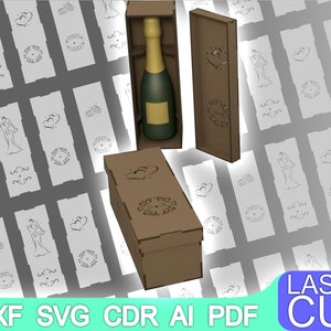 Laser cut box. Laser cut files SVG DXF, CDR vector plans, laser file, cnc pattern, cnc cut, laser cut, Digital, Vector Files, Cdr, Ai, Svg