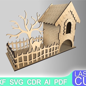Tea house. cnc files DXF, CDR, SVG, dxf files for cnc, laser cut files, vector files, vector cutting plan, cnc plans, cnc