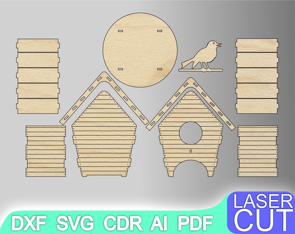 Birdhouse. Laser cut files SVG DXF CDR vector plans laser Etsy