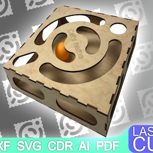 Cat game box. Laser cut files SVG DXF, CDR vector plans, laser file, cnc pattern, cnc cut, laser cut, Digital, Vector Files, Cdr, Ai, Svg