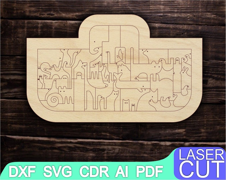 Download Puzzles Animals Puzzle Laser cut files SVG DXF CDR vector | Etsy