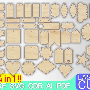 44 tags, Tags svg, Tags for handmade items, Laser Cut, CNC Cutting, CNC Router, Digital, Vector Files, Instant Download, Dxf, Cdr, Ai, Svg