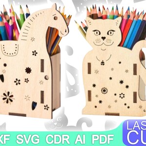 2 Pen holder Organizer Laser cut files SVG DXF, laser file, cnc pattern, cnc cut, laser cut, Digital, Vector Files, Cdr, Ai, Svg