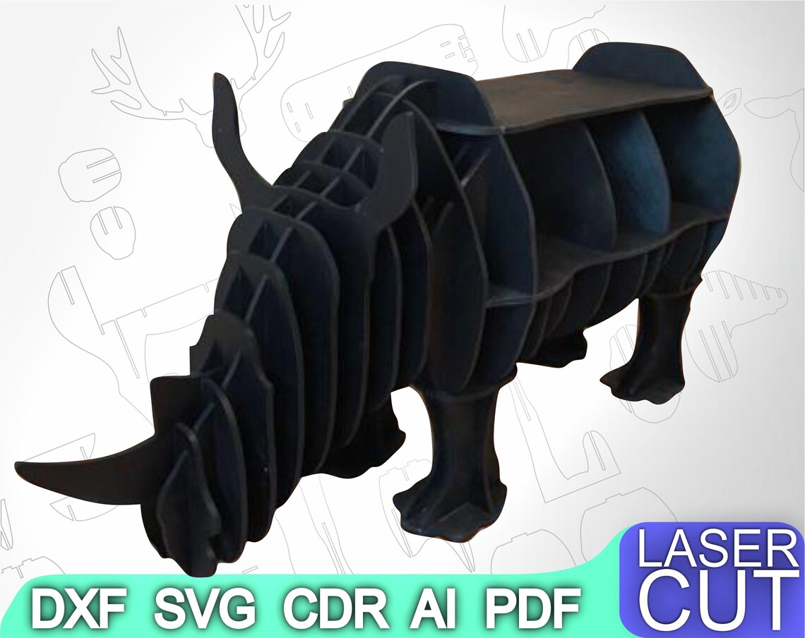 Rhinoceros Shelf Dxf Plan Laser Cutting File Home Decor Etsy