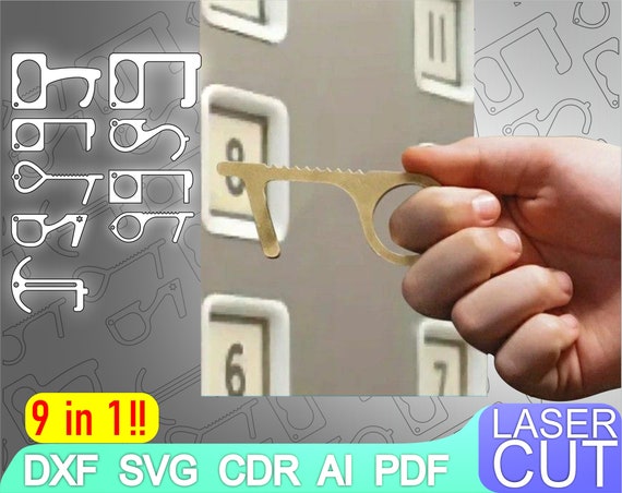 9 Germ Free Door Pusher Key Ring Touch Free Laser Cut Cnc Etsy