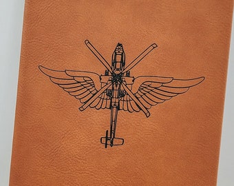 Army Helicopter with Aviation Wings Journal, Apache Blackhawk rotor wing notebook, personalized military aviation gift, flight school diary