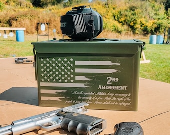 2ND Amendment Flag Ammo Can, personalized laser engraved, gun storage, patriotic container, 2A, firearm accessories, ammo storage, christmas