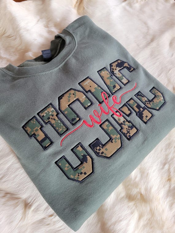 Personalized Military Applique Sweatshirt, Custom Embroidered Veteran Apparel
