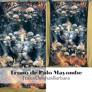 Palo Mayombe/Trono de Palo Mayombe/Paneles de pared/Tamaño de 100 pulgadas x 57/Satin grueso sublimado full print/TrajesOroshasBarbara/Miami