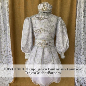 OBATALA: Traje de Obatala para bailar un tambor hecho a medida para hombre/Trajes Orishas Barbara/ Traje de gala/Made in Miami.
