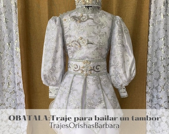 OBATALA: Traje de Obatala para bailar un tambor hecho a medida para hombre/Trajes Orishas Barbara/ Traje de gala/Made in Miami.