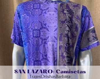 SAN LAZARO Collage/Babalu Aye Camiseta de hombre/Manga corta/Edo full print por sublimación/ 96 Poliéster, 4 Spandex/Tacto seda/Miami.