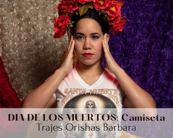 Día de los Muertos/Camisetas "Día de los Muertos" para mujer/Camiseta de manga corta, cuello V/Viscosa 60/40 algodón /poliéster.Sublimación.