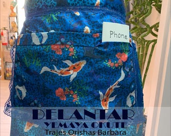 Yemaya/Set Delantal y quilla para YEMAYA OKUTE/Conjuntos de delantal y quilla para Yemaya.Delantar con bolsillo para celular