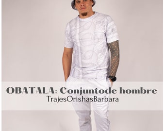 OBATALA/Conjuntos para Hombre de OBATALA/Conjunto full print: Pullover, sombrero y jogger/ Edo por sublimación/ TrajesOrishasBarbara/Miami