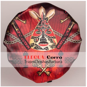 ELEGGUA/Gorros de Santo/Gorros Orisha/Accesorios para Santo/Gorros estampados por sublimacion con dibujos y motivos propios/Ajustables/Miami