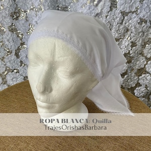 IYAWO/Quillas/Pañuelo Quilla para IYABO/ Ropa BLANCA/Popelín blanco/Verstelbaar