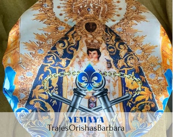 YEMAYA/Lemanjá/Gorros de Santo/Gorros Orisha/Accesorios para Santo/Estampados por sublimación con dibujos y motivos propios/Ajustables