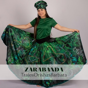 ZARABANDA/Set saya larga: Gorro&turbante y Saya larga/ Estampada con motivos de ZARABANDA/Palo Mayombe/Full print/Miami