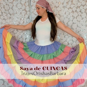 OYA saya can can/Saya de 9 cores para OYA YANSA/ Peças de vichy de cores (guingas)/Cinturilla de lycra/TrajesOrishasBarbara/Miami