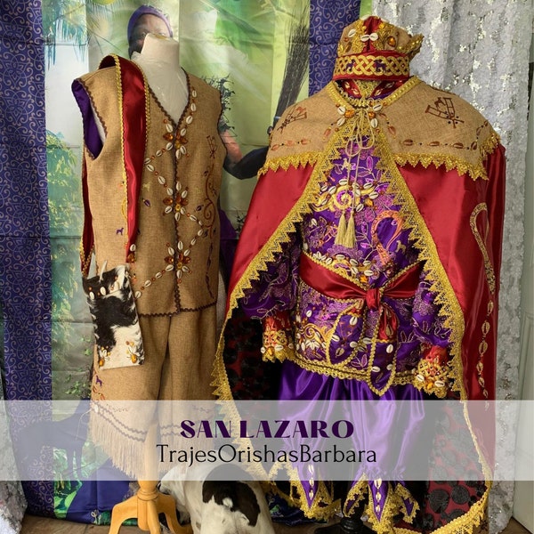 SAN LAZARO/ Azojano/Traje de gala para coronar San Lázaro//Azowano/Azojano/A medida/Trajes Orishas Barbara/Miami