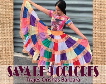 OYA saya can can/Saya de 9 colores para OYA YANSA/ Piezas de tela bordada de algodon de 9 colores /Cinturilla de lycra/TrajesOrishasBarbara.