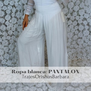 PANTALON BLANCO/ Pantalón blanco/Ropa para Iyabo/ Ropa religión yoruba/Religión afrocubana/Pantalón blanco de seda de algodón/TrajesOrishas