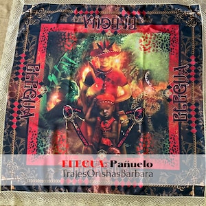 ELEGUA NIÑO pañuelo/lenço/Pañuelo Orixá/Pañuelo yoruba/Tamaño 45 por 45 pulgadas estampa completa em satén estampado em sublimação.