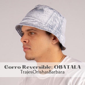 OBBATALA/Sombrero pescador reversible/ Bucket hat/ Sombrero pescador reversible Obatala/Talla Única/ TrajesOrishasBarbara/Miami