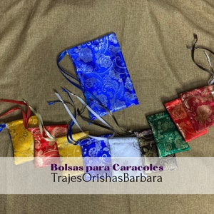 Bolsas para CARACOLES/ Set de Bolsas de 9 colores/Bolsas de satin brocado para caracoles/TrajesOrishasBarbara/Miami