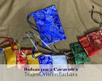 Bolsas para CARACOLES/ Set de Bolsas de 9 colores/Bolsas de satin brocado para caracoles/TrajesOrishasBarbara/Miami