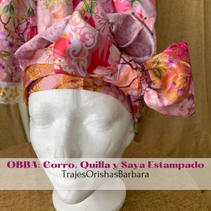 OBBA/Set Obba :Gorro, quilla y saya en Edo &quot;Full print&quot;/Estampado por sublimación/TrajesOrishasBarbara/Miami.