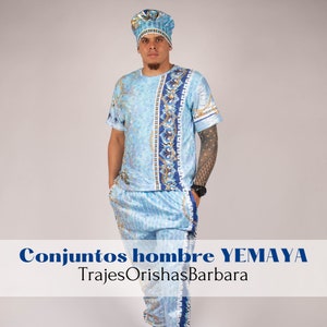 YEMAYA/Conjuntos para Hombre de YEMAYA/Conjunto full print: Pullover, gorro y jogger/ Edo por sublimación/ TrajesOrishasBarbara/Miami
