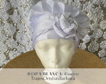 IYAWO/Gorro Turbante para IYABO/Gorro de mujer/ Ropa BLANCA/Satin Crepé/Ajustables