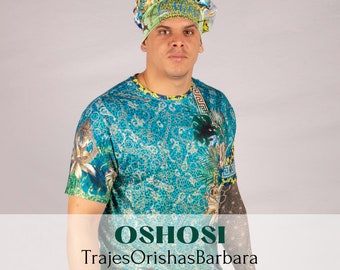 OSHOSI Guerrero/Oshossi/Camiseta de hombre/Manga corta/Edo full print  sublimación/Composición 96 Poliéster, 4 Spandex/Tacto seda/Miami