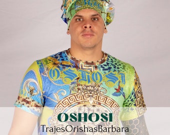 OSHOSI/Oshossi/Camiseta de hombre/Manga corta/Estampado full print  sublimación/Composición 96 Poliéster, 4 Spandex/Tacto seda/Made in Miami