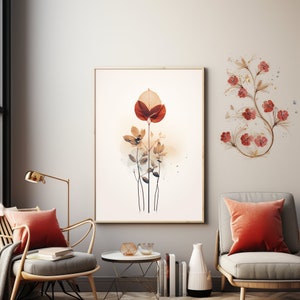 Trendiger Druck | Dekorativer Boho Blumendruck | Ökologische und minimalistische Wandkunst | Wandplakat