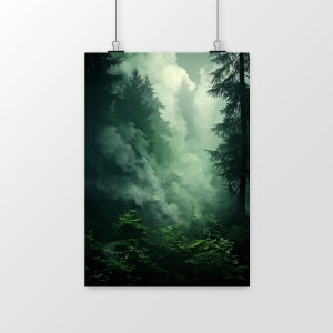 Stampa alla moda | Decorazione da parete foresta mistica e nebbiosa: porta la magia della natura nel tuo spazio | manifesto da muro