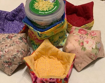 Soup Bowls/ Caddies/ Hot or Cold Holder/Reversible, Reusable and Washable/ Microwave Bowls/Vegan Gift Ideas/Microwave Bowl Cozy/