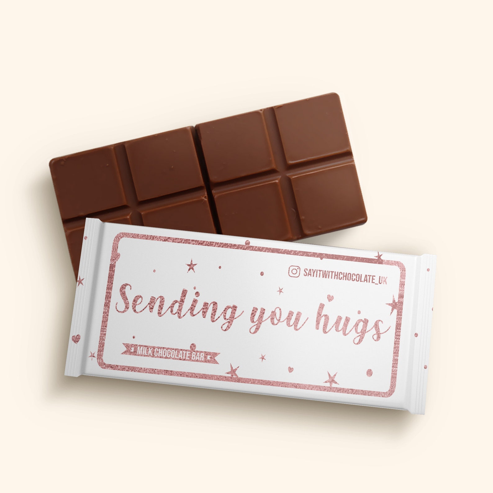 Sending You Hugs Milk Chocolate Bar 40g Etsy